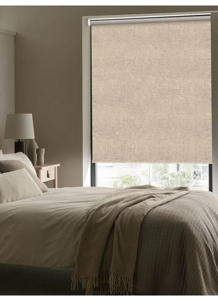 Linen Beige Blackout Cordless Spring Loaded Roller Blind