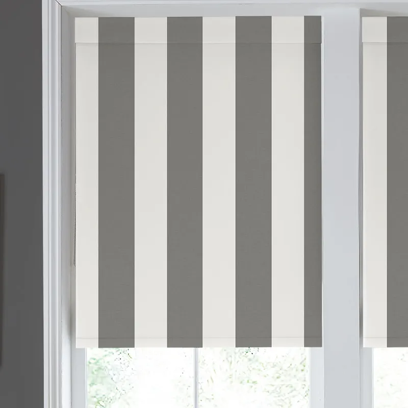 Laura Ashley Lille Stripe Made To Measure Blackout Roller Blind Steel