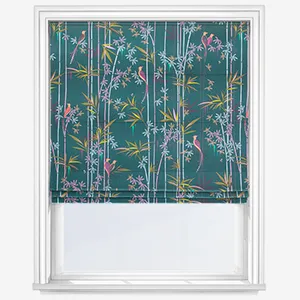 Sara Miller Linear Bamboo Dark Green Roman Blind