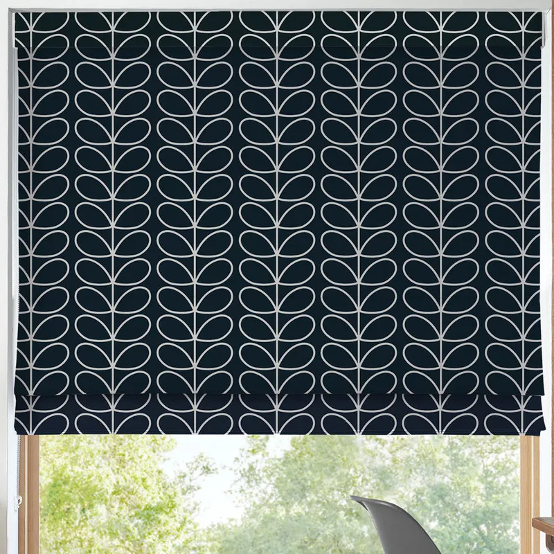 Orla Kiely Linear Stem Made To Measure Roman Blind Navy Whale