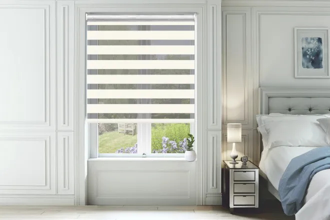 Home White Ivory With Matching Box Weave Day And Night Blind