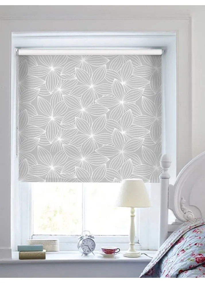 Starflower Pale Grey Floral Roller Blind