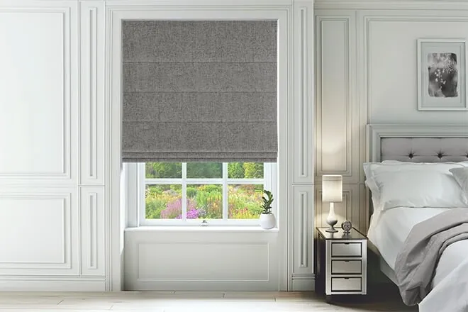 Hastings Grey - Designer Basketweave Roman Blind