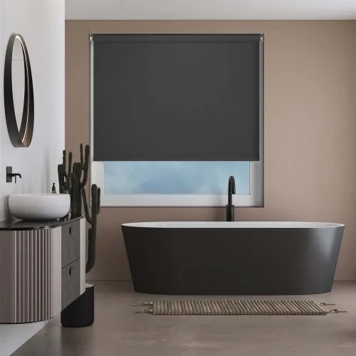 Shower Safe Black Cordless Roller Blind