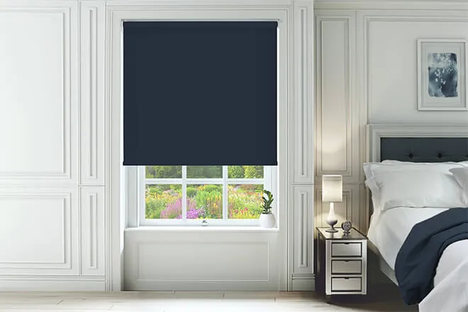 Cambridge Safe+ Navy - Fire Retardant & Moisture Resistant Blackout Roller Blind