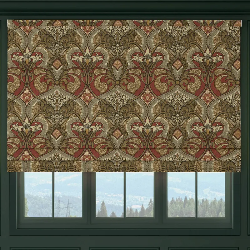 House Llewelyn-bowen Gwendoline Printed Damask Made To Measure Roman Blind Oxblush