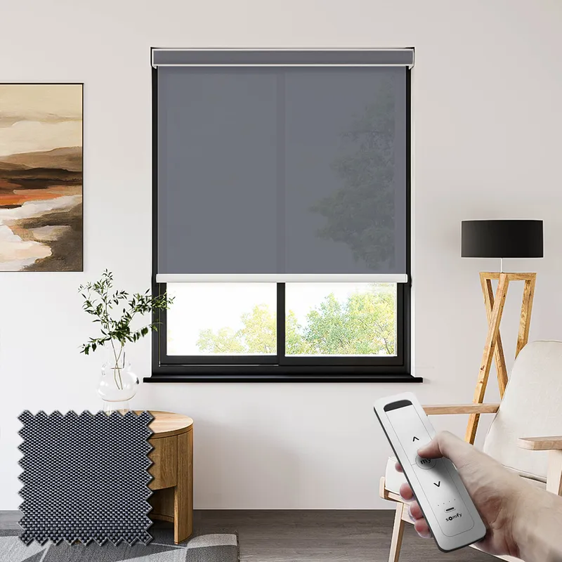 Filtra 3% Grey-black Somfy Battery Powered Screen Roller Shades