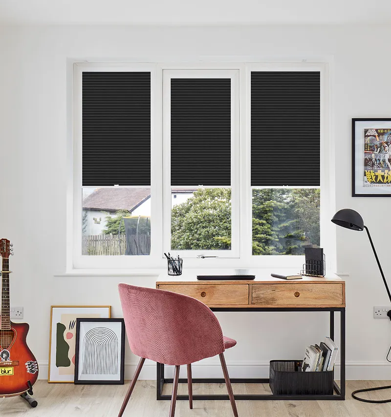 Luna Charcoal 25mm Perfect Fit Pleated Blinds