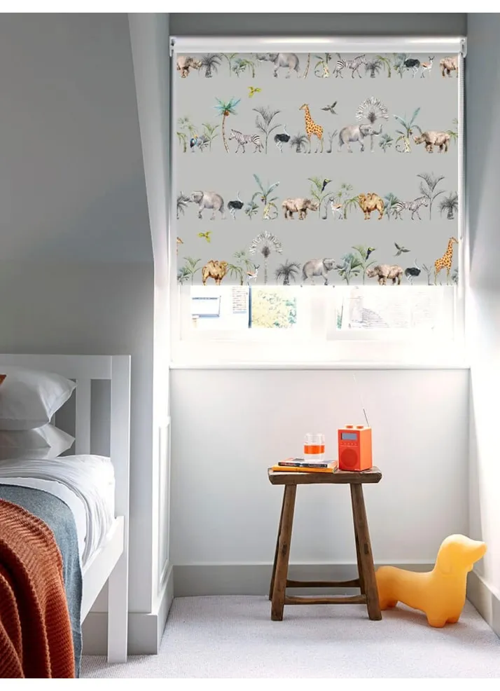 Kalahari Slate Safari Animal Childrens Roller Blind