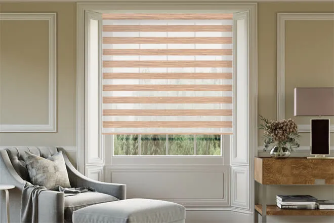 Austin Light Brown Jacquard Day And Night Blind With Matching Box Weave