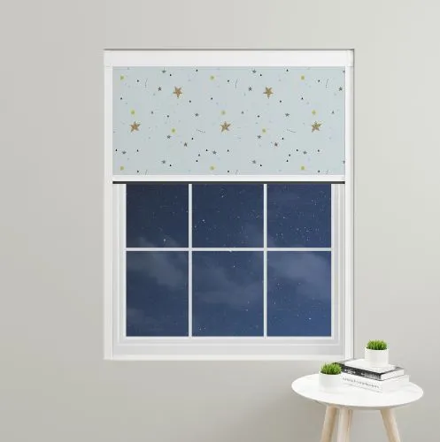 Whimsical Spark Blue Blocout Blind