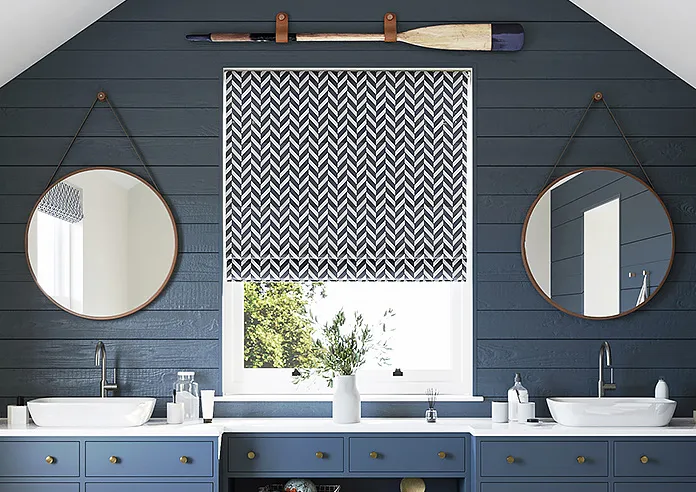 Chevron Stripe Navy - Twist&fit Roman Blind