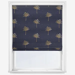 Sara Miller Small Palm Tree Navy Roman Blind