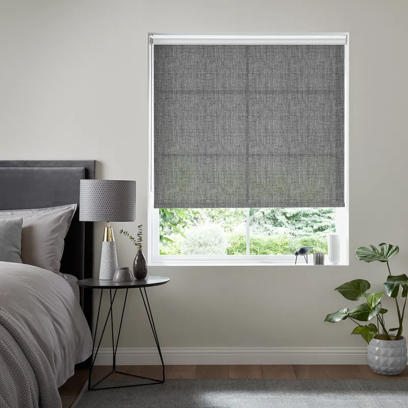 Insta Fit No Drill Azalea Texture Charcoal Roller Blinds - Fit In 30 S