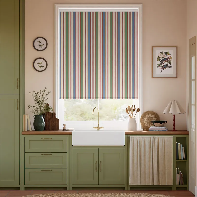 College Stripe Blue Red & Green Roller Blind