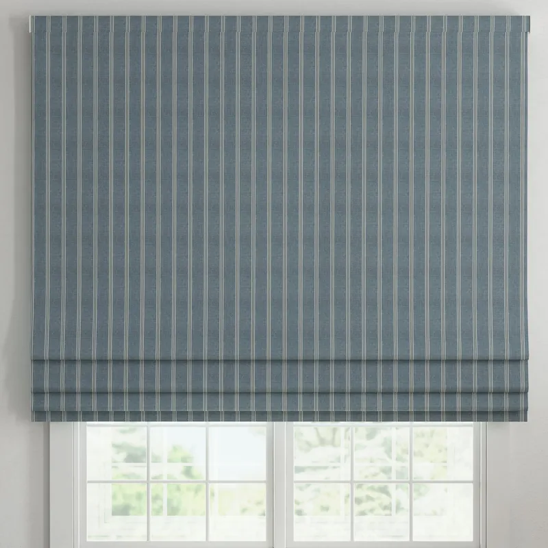 Ante Decor Latham Printed Cotton Stripe Made To Measure Roman Blind Blue On Blue