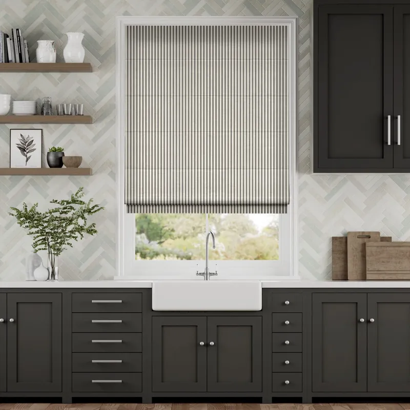 Candy Stripes Pewter Roman Blind