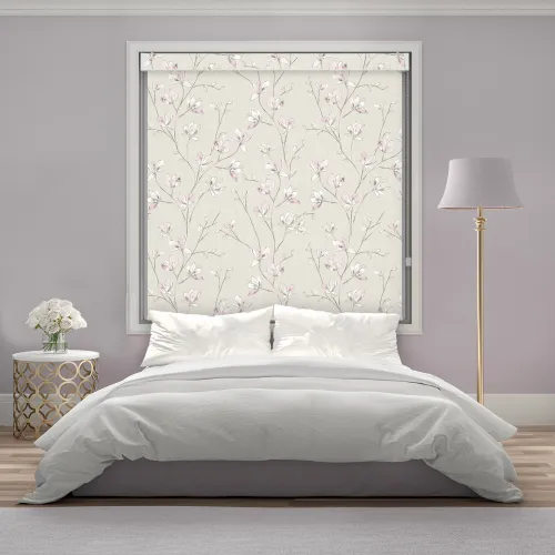 Iris Blush Blackout Roller Blind - No Drill Installation
