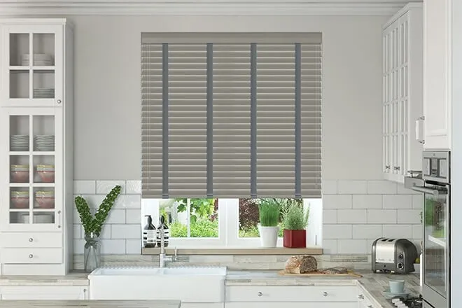 Charisma Dark Grey Fine Grain - Faux Wood Blind Slate Tape