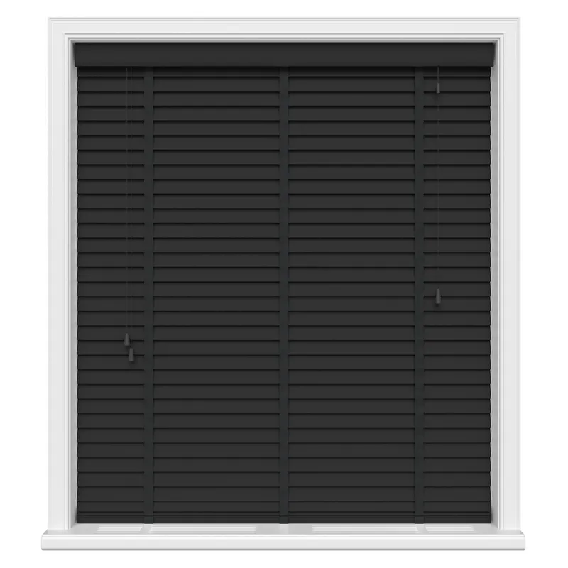 Satin Black Luxury Real Wood Uk - Wooden Blinds