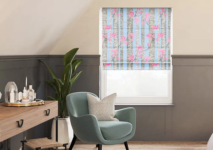 Birch Tree Velvet Spring Pastels - Roman Blind