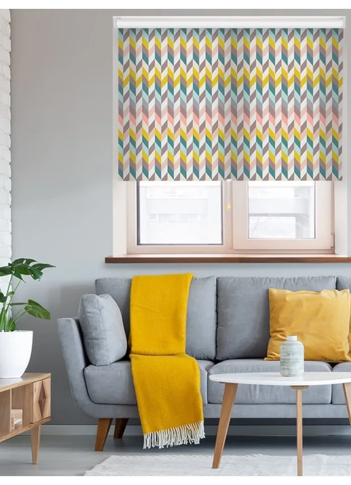 Mid Century Chevrons Daylight Cordless Spring Loaded Roller Blind