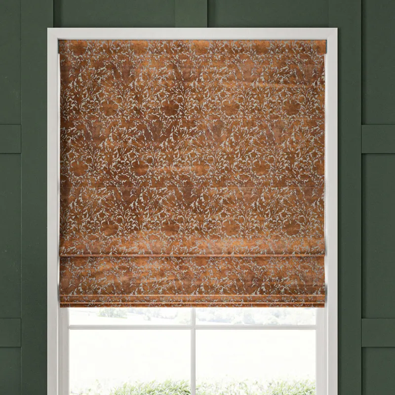 William Morris Compton Silhouette Velvet Made To Measure Roman Blind Terracotta