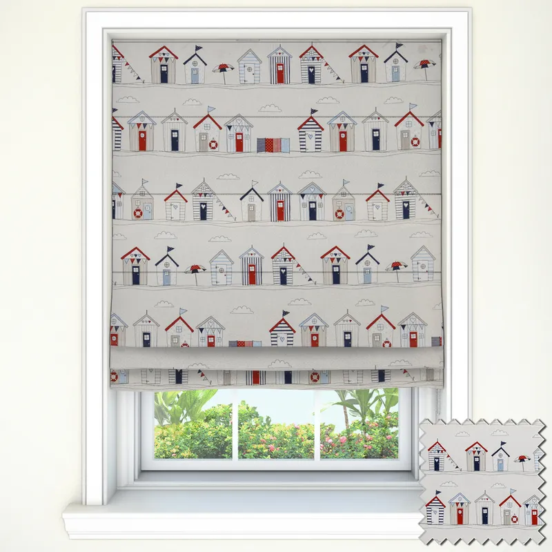 Fryetts Beach Huts Blue Roman Blinds