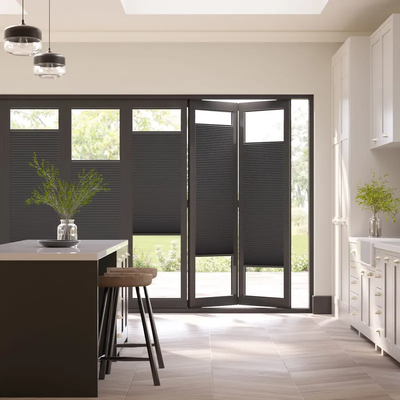 Bifold Adapt Duoluxe Liquorice Pleated Blind