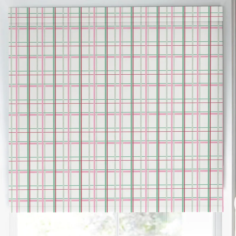 Laura Ashley Burford Check Made To Measure Blackout Roller Blind Rose