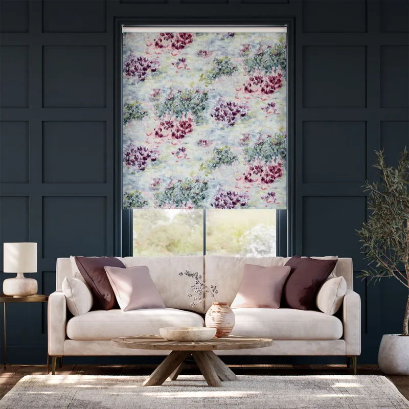 Fiore Soft Blue Magenta Roller Blind