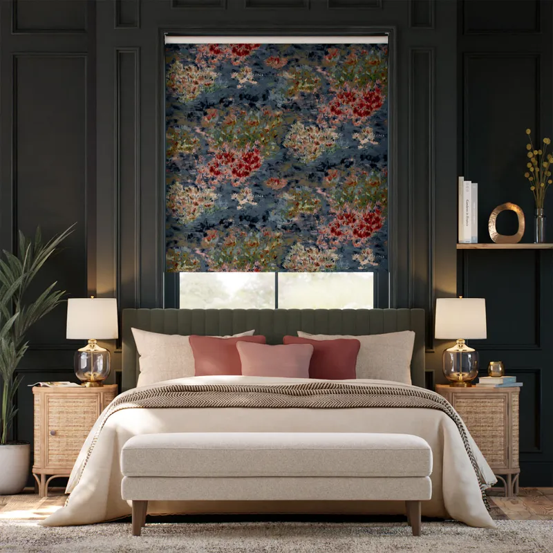 Fiore Velvet Slate Blue Roller Blind