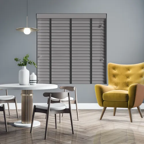 Ash Faux Wood Blind With Smoke Ladder Tapes