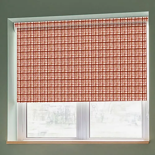 Gingham Red Light Filtering Roller Blinds