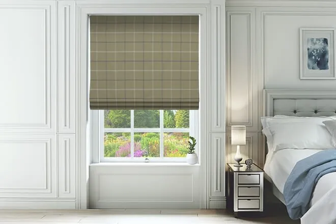 Plaid Beige - Check Roman Blind