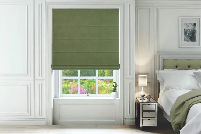 Tropea Green - Finely Woven Roman Blind