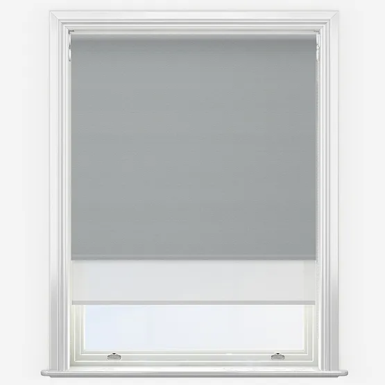 Double Roller Supreme Blackout Storm Grey & White Double Roller Blind