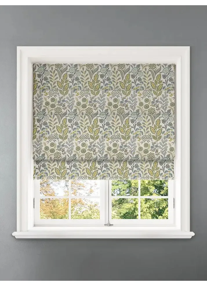 Penelope Jacquard Floral Jade Floral Pattern Roman Blind