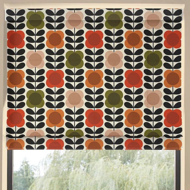 Orla Kiely Spot Flower Stem Made To Measure Roman Blind Tomato Pink