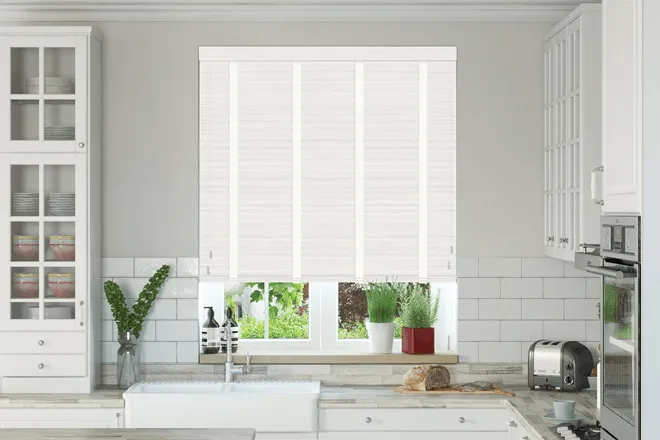 Concorde Bleached White Oak Wood Grain - 50mm Slat Faux Wooden Blind White Tape