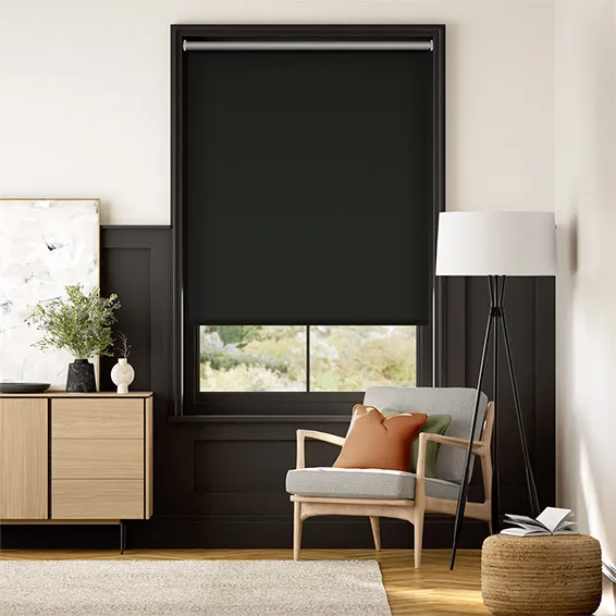 Chromium Thermal Blackout Black Roller Blind
