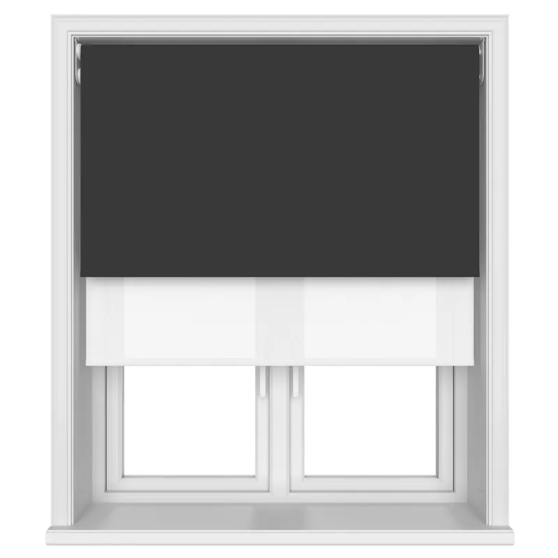 Bella Noir Motorised Double Roller Blind Blinds Uk