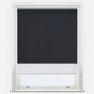 Supreme Blackout Jet & Sunvue White Double Roller Blind