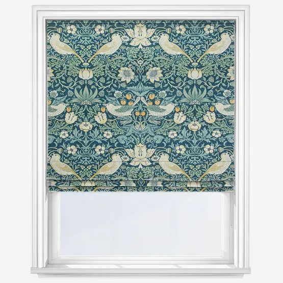 William Morris At Home Strawberry Thief Woad Roman Blind
