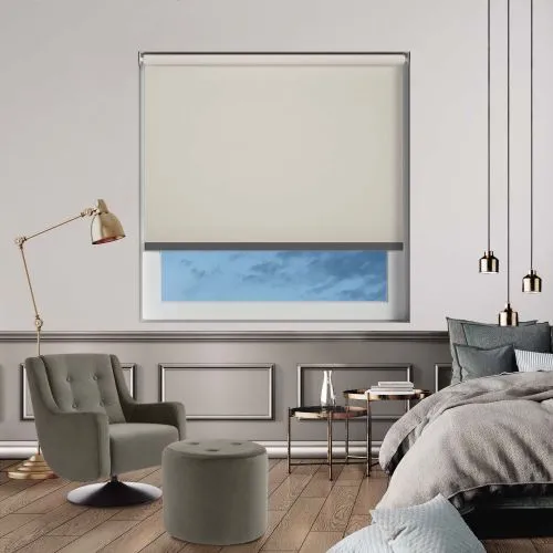 Bedtime Cream Anthracite Bottom Bar Cordless Roller Blind
