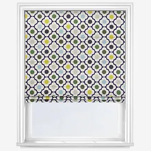 Orla Kiely Spot Flower Ditsy Blue Multi Roman Blind