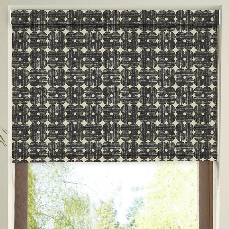 Orla Kiely Textured Flower Blackout Made To Measure Roller Blind Charcoal
