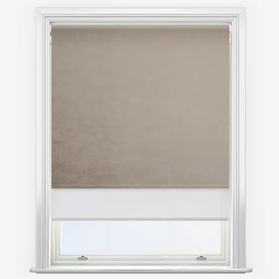 Double Roller Orissa Stone & White Double Roller Blind