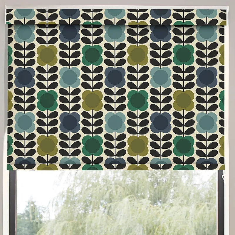 Orla Kiely Spot Flower Stem Made To Measure Blackout Roller Blind Blue Green