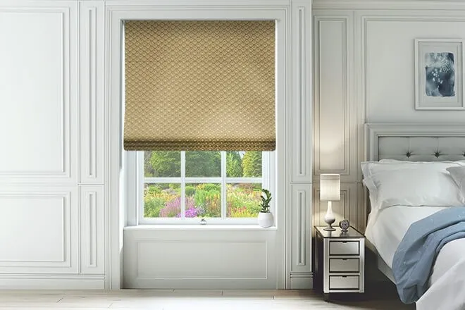 Augustus Cream - Faux Silk & Chenille Pattern Roman Blind